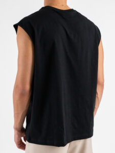 Canotta over in cotone con giromanica ampio JW900 Black (2)