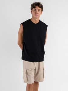 Canotta over in cotone con giromanica ampio JW900 Black (3)