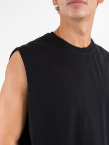 Canotta over in cotone con giromanica ampio JW900 Black (5)