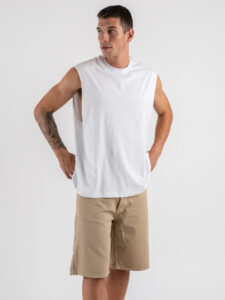 Canotta over in cotone con giromanica ampio JW900 White (2)