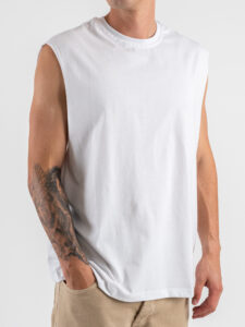 Canotta over in cotone con giromanica ampio JW900 White (3)