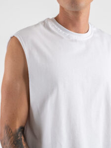 Canotta over in cotone con giromanica ampio JW900 White (4)