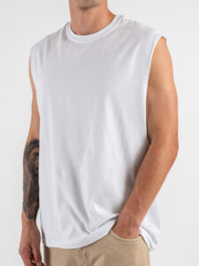 Canotta over in cotone con giromanica ampio JW900 White (5)