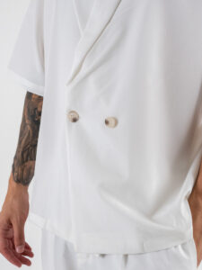 Coordinato Giacchetta over un petto e mezzo+Pantalone morbido ZH322 Bianco (4)