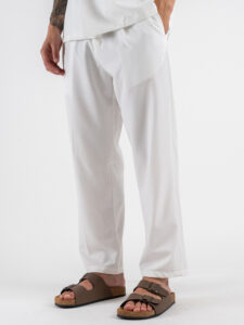 Coordinato Giacchetta over un petto e mezzo+Pantalone morbido ZH322 Bianco (6)