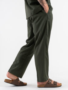 Coordinato Giacchetta over un petto e mezzo+Pantalone morbido ZH322 Verde Militare (2)
