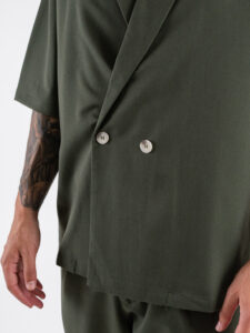 Coordinato Giacchetta over un petto e mezzo+Pantalone morbido ZH322 Verde Militare (7)