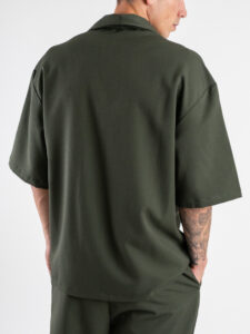 Coordinato Giacchetta over un petto e mezzo+Pantalone morbido ZH322 Verde Militare (8)