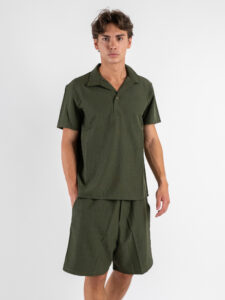 Coordinato corto con Polo mm + Bermuda con coulisse 1402 Verde Militare (2)