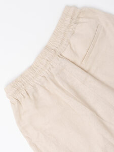 ESTASI Pantalaccio cropped in lino con coulisse in vita SAMSARA Beige (1)
