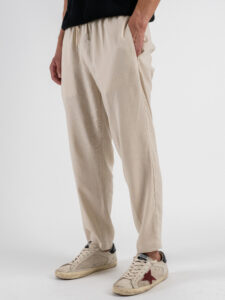 ESTASI Pantalaccio cropped in lino con coulisse in vita SAMSARA Beige (4)