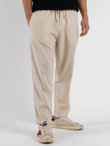 ESTASI Pantalaccio cropped in lino con coulisse in vita SAMSARA Beige (5)