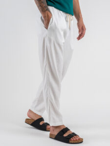ESTASI Pantalaccio cropped in lino con coulisse in vita SAMSARA Bianco (4)