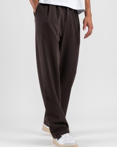 ESTASI Pantalone regular leggero con gamba larga ed elastico in vita YAMAL EST Cioccolato