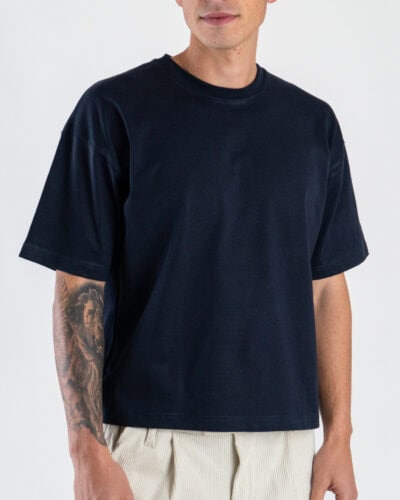 ESTASI T-shirt in cotone croppata LUNA Blu