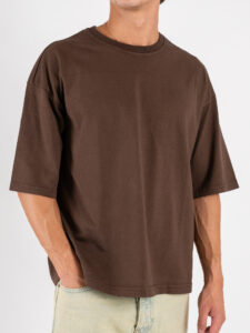 ESTASI T-shirt regular box fit TERRA Cioccolato (3)