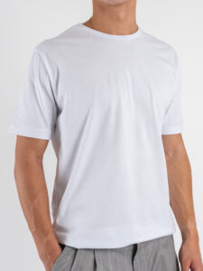 ESTASI T-shirt regular girocollo basica stretch MARTE Bianco (2)