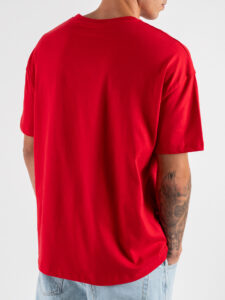 ESTASI T-shirt regular in cotone con spalla scesa SOLE Rosso (1)