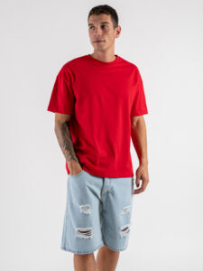 ESTASI T-shirt regular in cotone con spalla scesa SOLE Rosso (2)