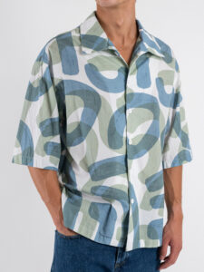 IMPERIAL Camicia a mm con colletto in fantasia C1MJXGL BiancoAzzurro (2)
