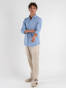 IMPERIAL Camicia in misto lino con colletto C81987720 Azzurro (1)