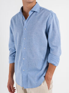 IMPERIAL Camicia in misto lino con colletto C81987720 Azzurro (2)