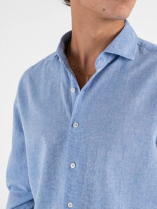 IMPERIAL Camicia in misto lino con colletto C81987720 Azzurro (3)