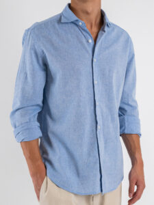 IMPERIAL Camicia in misto lino con colletto C81987720 Azzurro (4)
