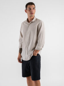 IMPERIAL Camicia in misto lino con colletto C81987720 Beige (2)