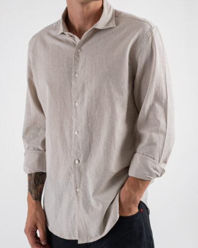 IMPERIAL Camicia in misto lino con colletto C81987720 Beige 3 Home
