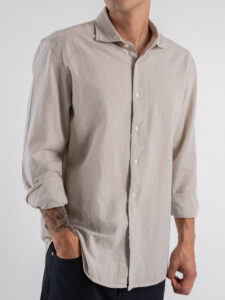 IMPERIAL Camicia in misto lino con colletto C81987720 Beige (4)