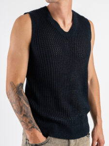 IMPERIAL Gilet in maglia traforata M6372504SV Blu (2)
