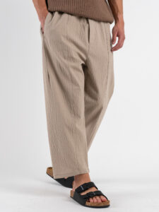 IMPERIAL Pantalone cropped con coulisse in vita PE6HJBC Beige (4)