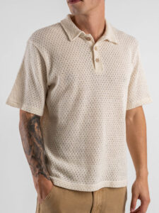 IMPERIAL Polo in maglia traforata T6407E408 Ecrù (2)