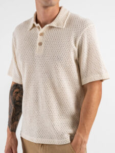 IMPERIAL Polo in maglia traforata T6407E408 Ecrù (5)