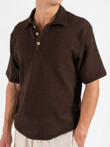 IMPERIAL Polo in maglia traforata T6407E408 Moro (3)