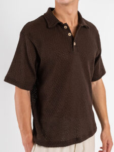 IMPERIAL Polo in maglia traforata T6407E408 Moro (5)