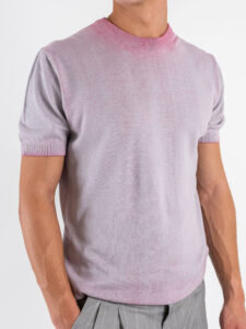 IMPERIAL T-shirt in maglia a girocollo effetto sfumato M6372490GM RosaGrigio (2)