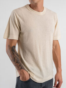 IMPERIAL T-shirt in maglia a girocollo effetto spugna M6372256GM Gesso (2)