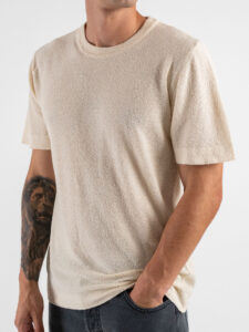 IMPERIAL T-shirt in maglia a girocollo effetto spugna M6372256GM Gesso (3)