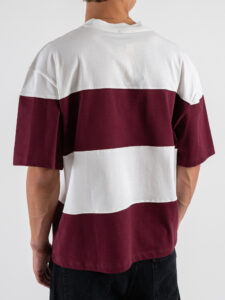 IMPERIAL T-shirt over a righe T8588T074 BiancoBordeaux (1)