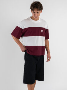 IMPERIAL T-shirt over a righe T8588T074 BiancoBordeaux (2)