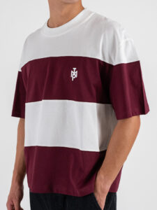 IMPERIAL T-shirt over a righe T8588T074 BiancoBordeaux (4)