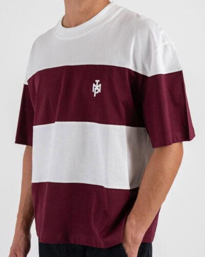 IMPERIAL T shirt over a righe T8588T074 BiancoBordeaux 4 Saldi