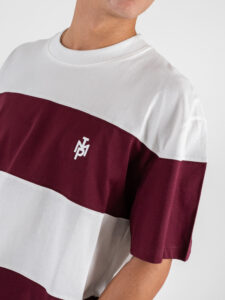 IMPERIAL T-shirt over a righe T8588T074 BiancoBordeaux (5)