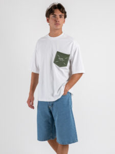 IMPERIAL T-shirt over con taschino in maglia T85193158M BiancoVerde Miliare (2)