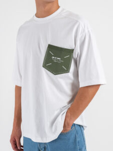 IMPERIAL T-shirt over con taschino in maglia T85193158M BiancoVerde Miliare (3)