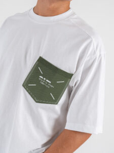 IMPERIAL T-shirt over con taschino in maglia T85193158M BiancoVerde Miliare (4)