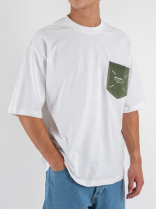 IMPERIAL T-shirt over con taschino in maglia T85193158M BiancoVerde Miliare (5)