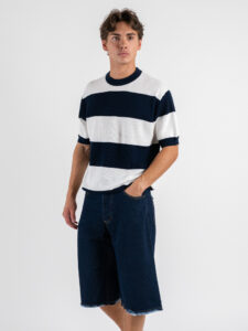 Maglia girocollo con righe W85896 Blue